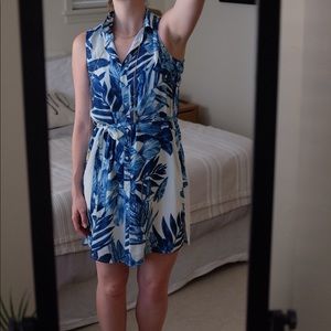 Blue and White Floral  Wrap Dress